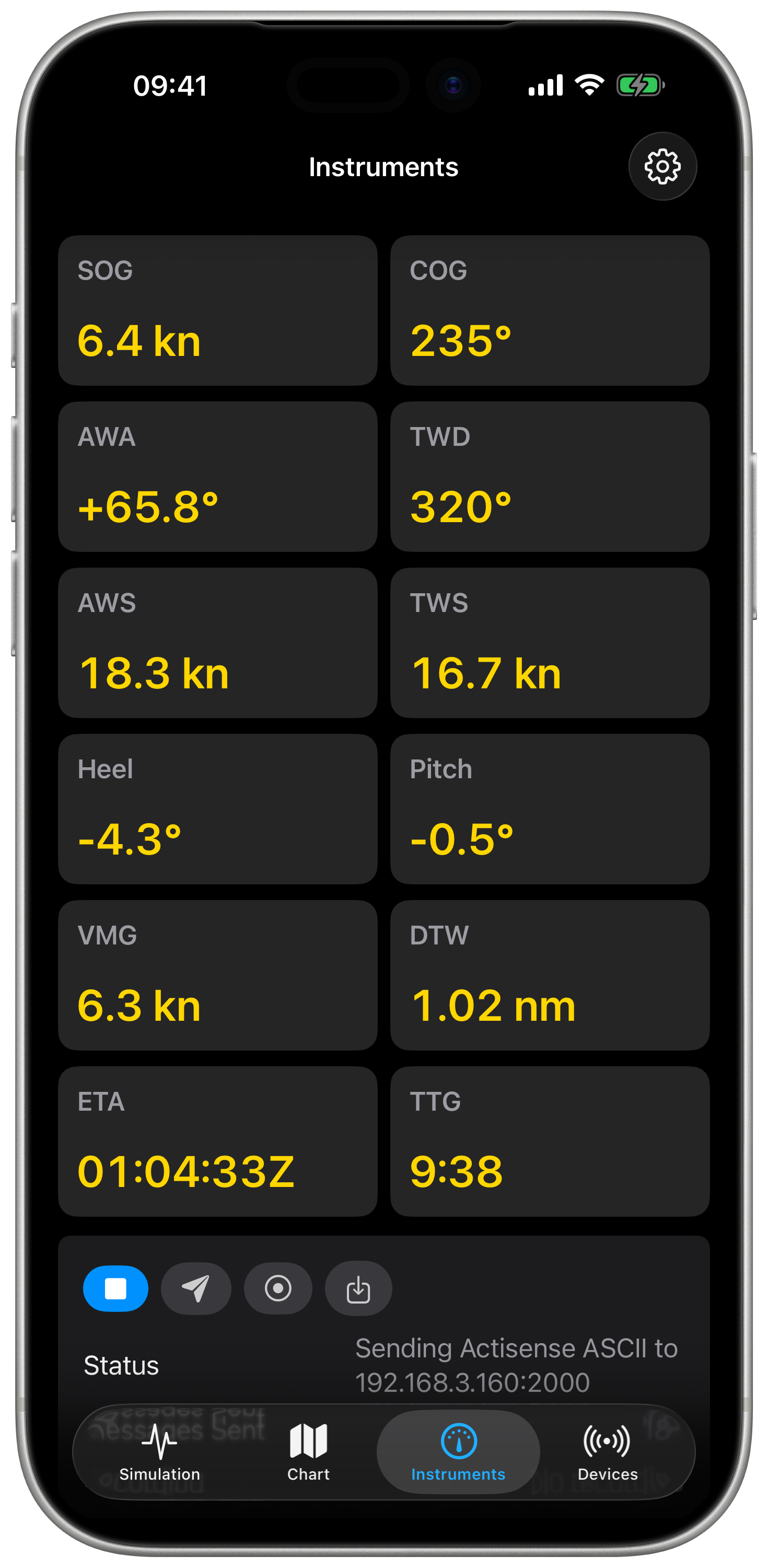 N2K Simulator instruments view screenshot